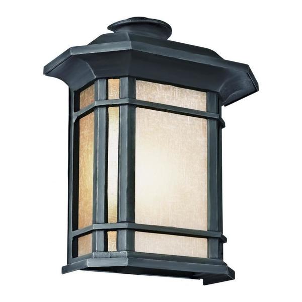 Trans Globe One Light Black Tea Stained Linen Glass Wall Lantern 5821-1 BK